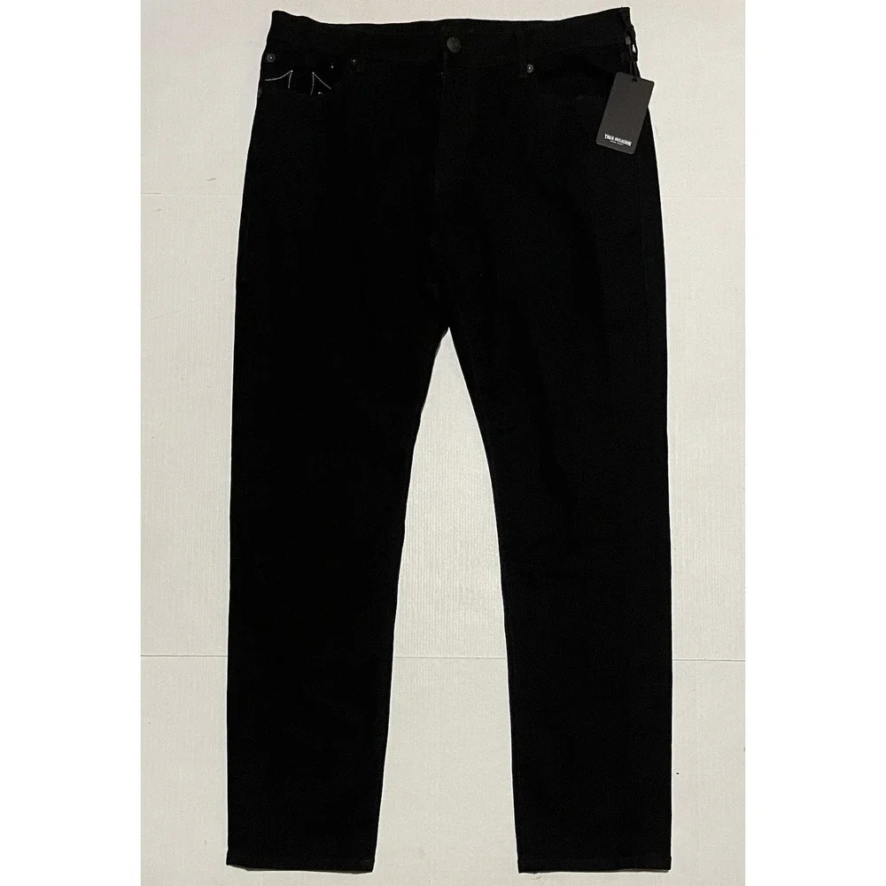 True Religion Geno Relaxed Slim Tapered Leg Jeans 36 X 33 Mens Black 105714
